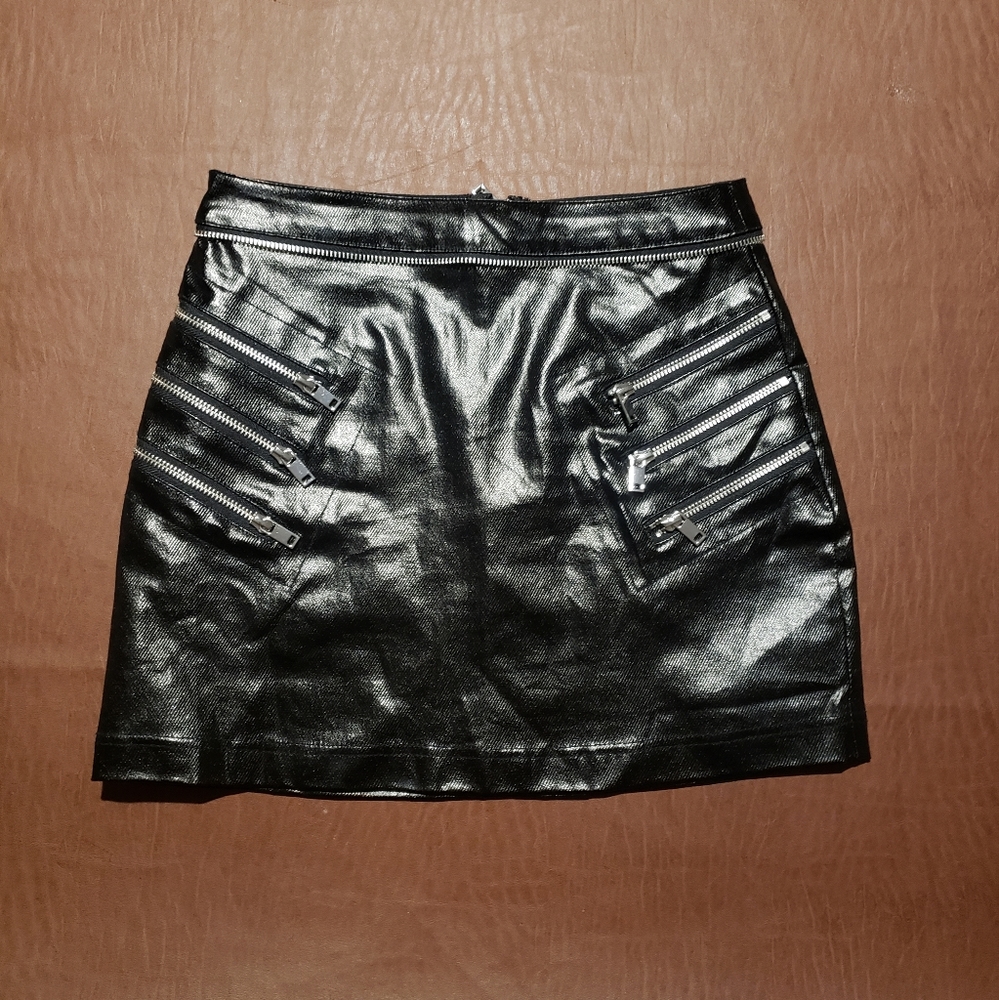 Dolls Kill Poster Girl Blame It On Me Moto Vegan Leather Skirt